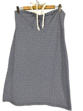 Tommy Bahama Nautical Babydoll Dress Blue L Coastal Preppy Resort Summer Beach